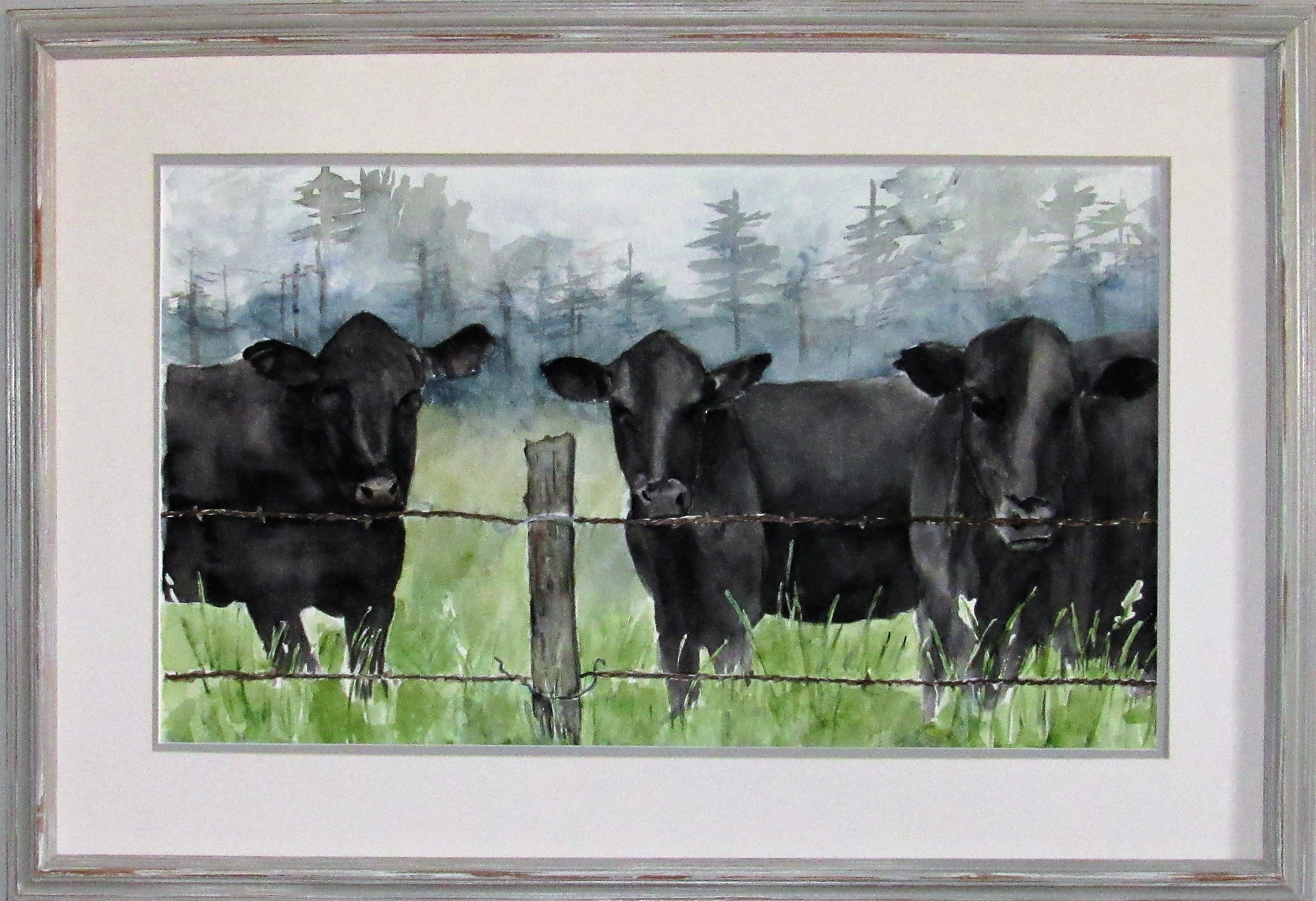 Black Angus Cows Watercolor Print - Lisa Laker Interior Design