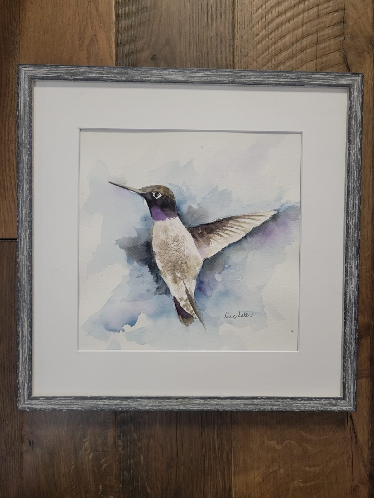 ORIGINAL Black-chinned Hummingbird Framed