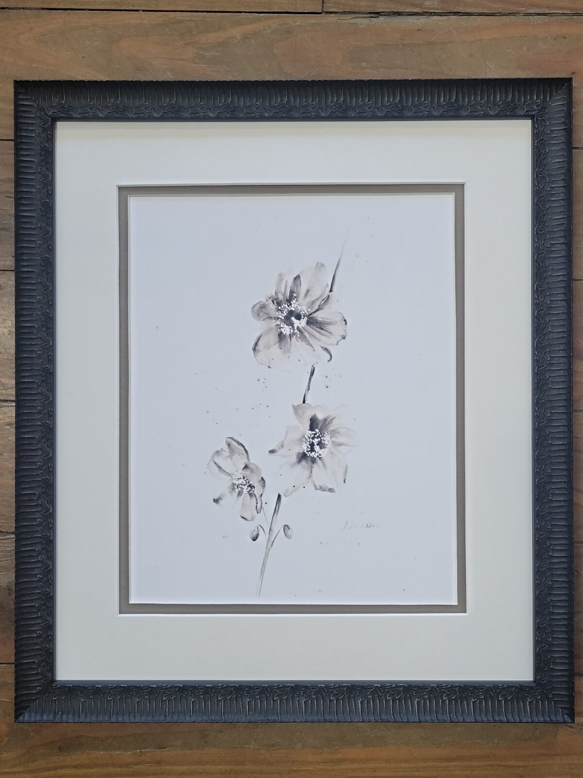 Framed Black and White floral 1