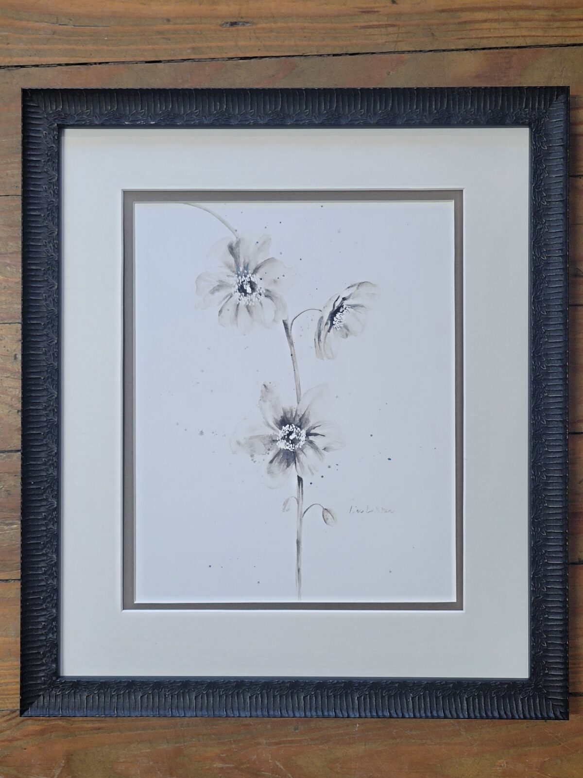 Framed Black and White floral 2